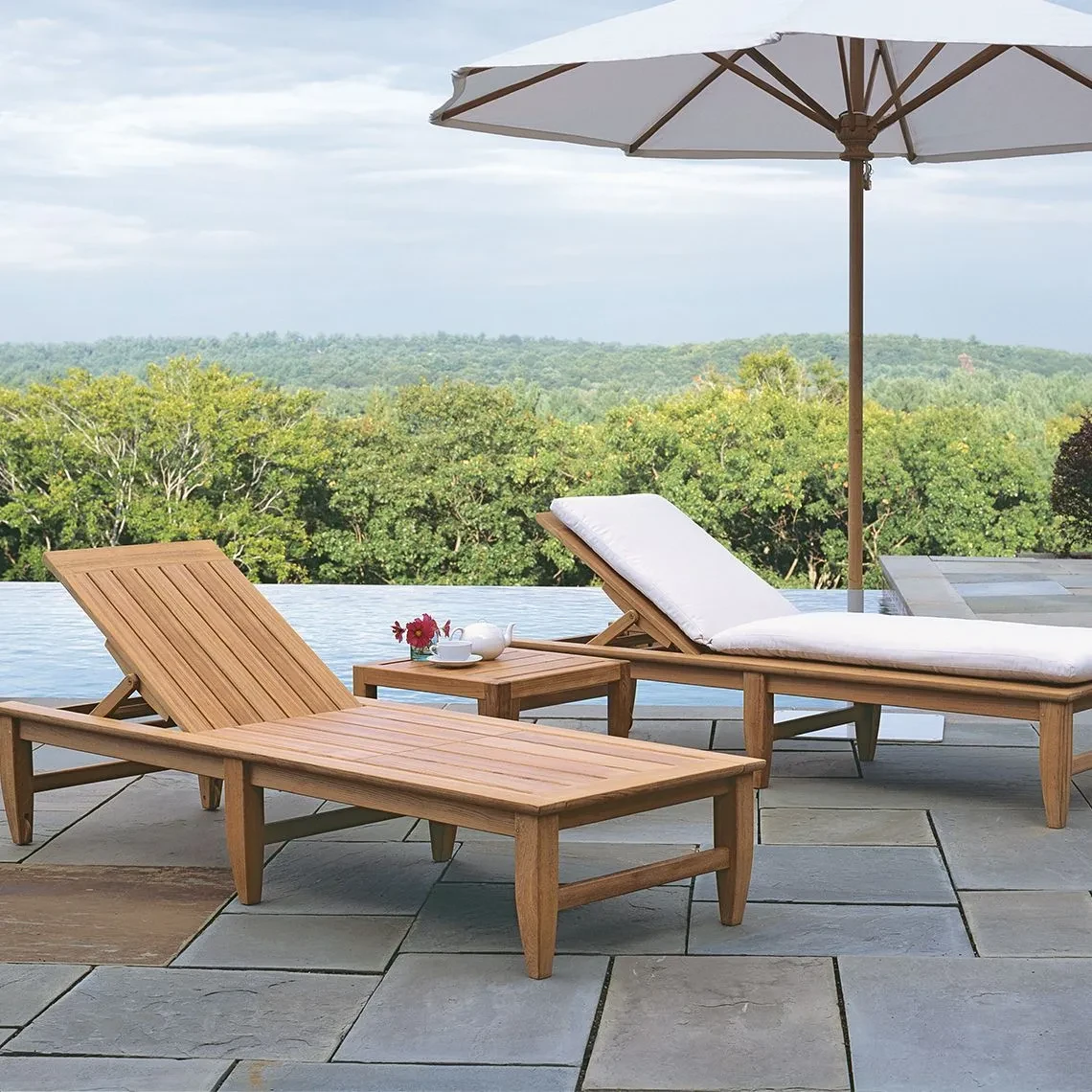 Amalfi Teak Chaise Lounge view 2