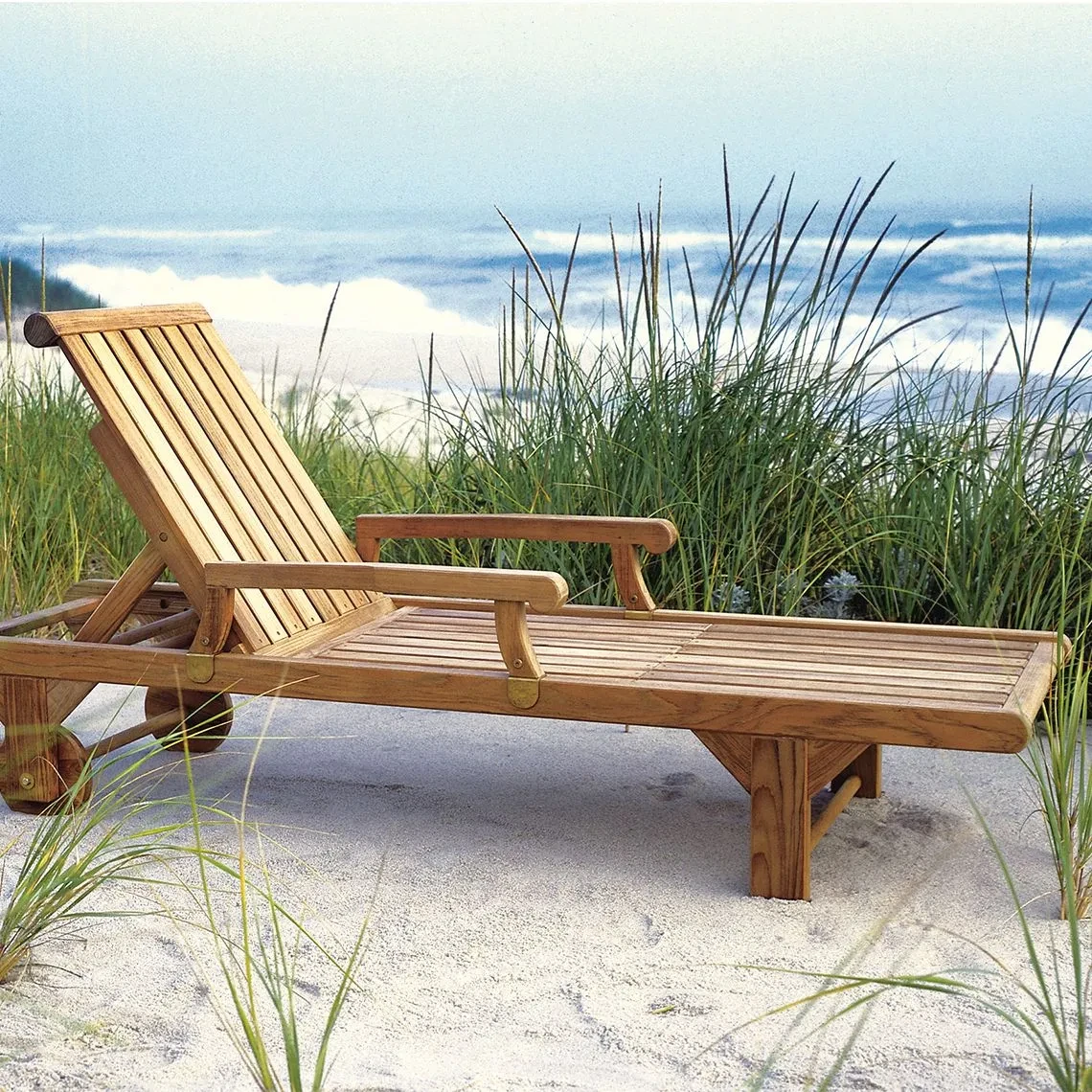 Nantucket Teak Chaise Lounge view 2