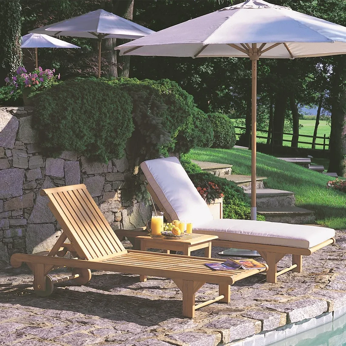 Nantucket Teak Chaise Lounge view 3