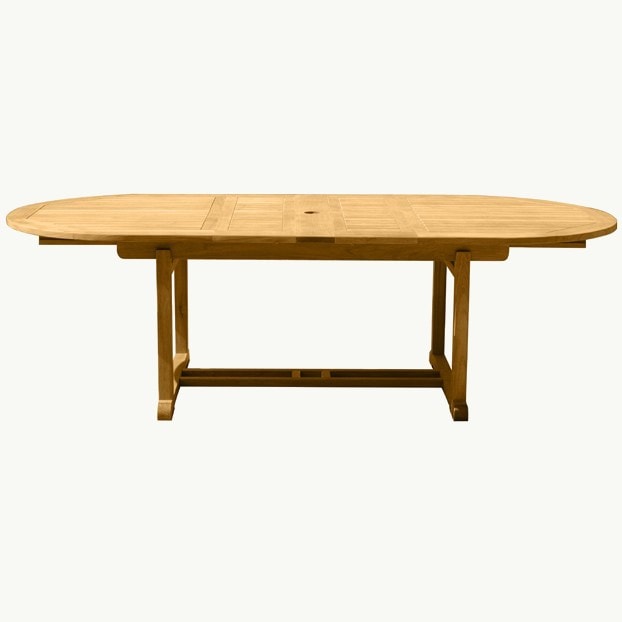 Chelsea 74"–98" Teak Oval Extension Dining Table